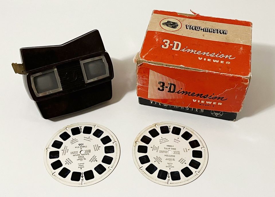View-Master (Model E, 1955-1961), laatikko ja pari kiekkoa