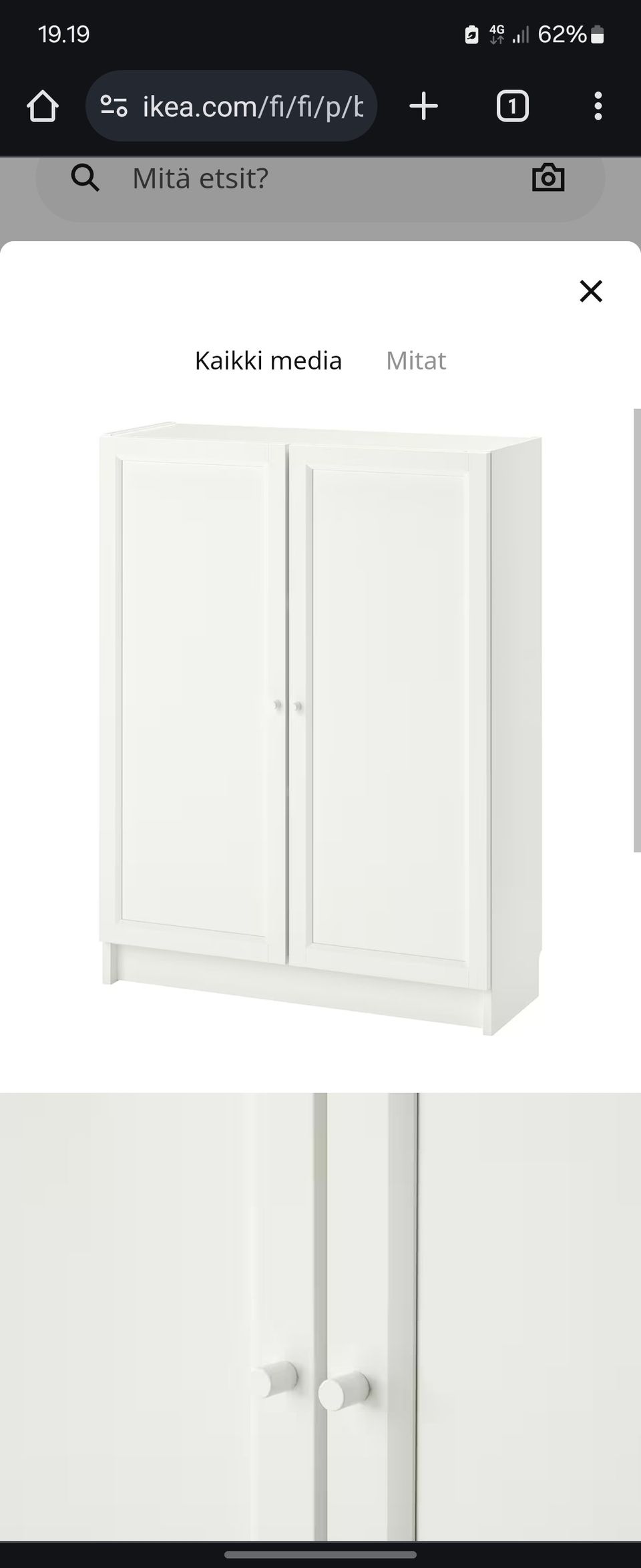 OSTETAAN: BILLY / OXBERG
Kirjahylly+ovet, valkoinen, 80x30x106 cm