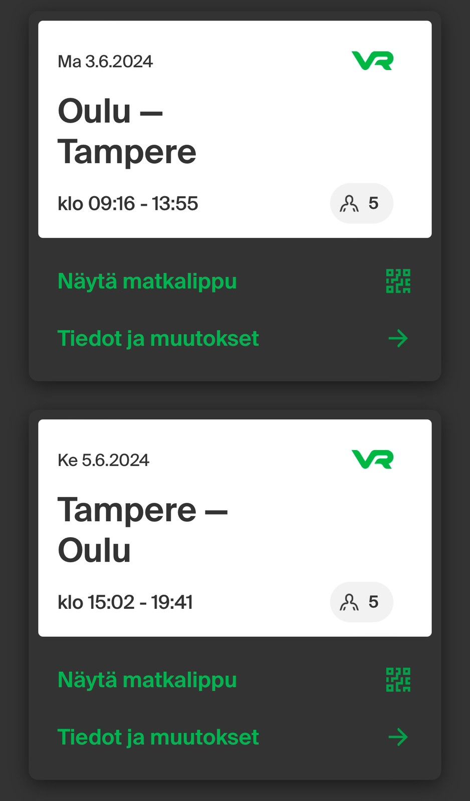 Opiskelijalippu Oulu-Tampere-Oulu