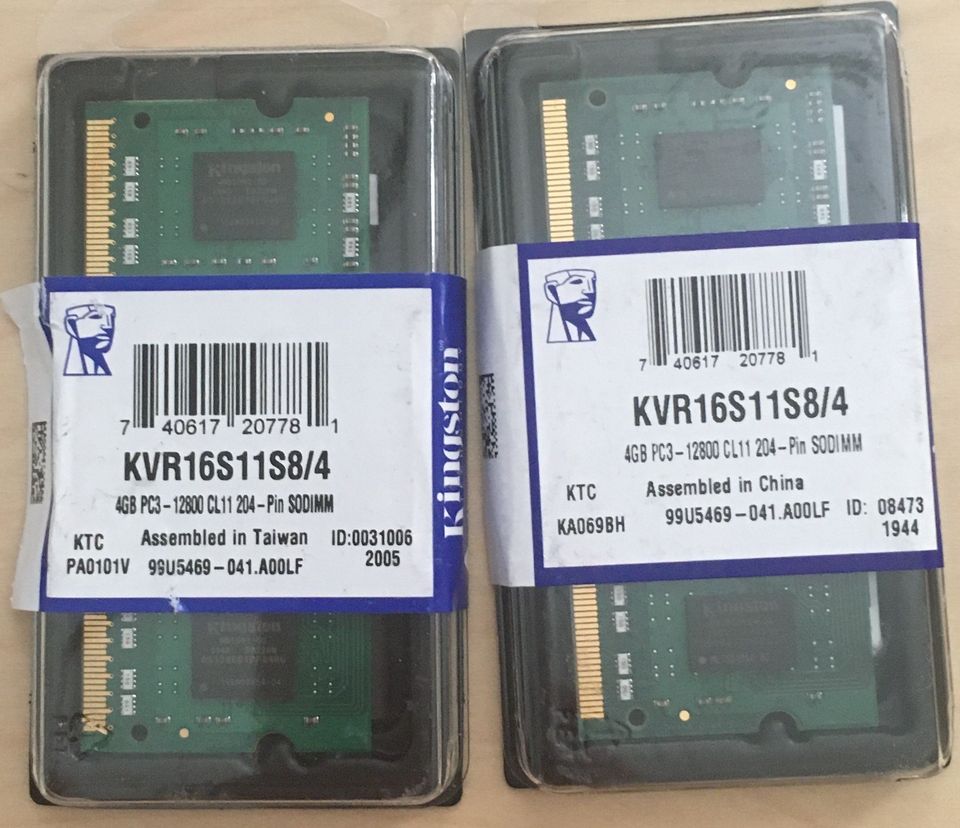 Läppäri-muistit 2x4gb SO-DIMM PC3-12800 DDR3