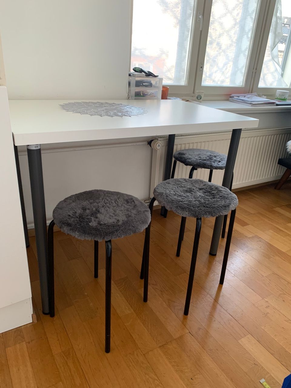 IKEA LINNMON table and 2 stools