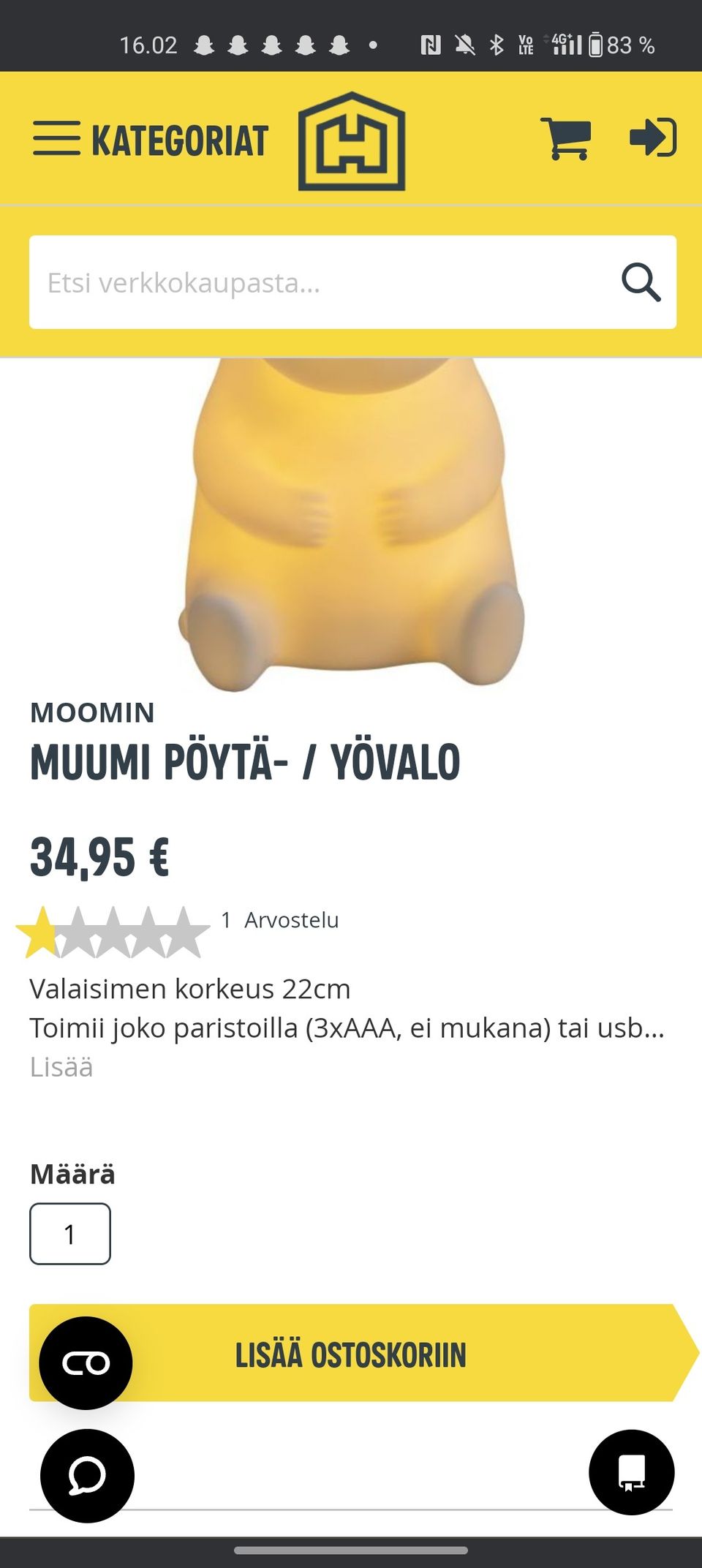 Muumi valaisin