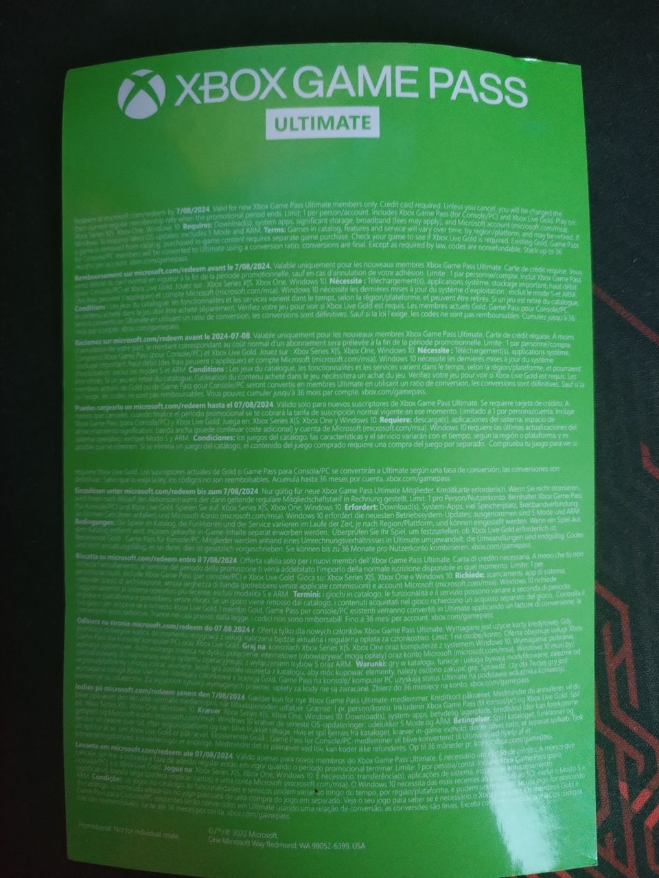 Xbox game pass Ultimate on aktivoitava ennen5.8.2024