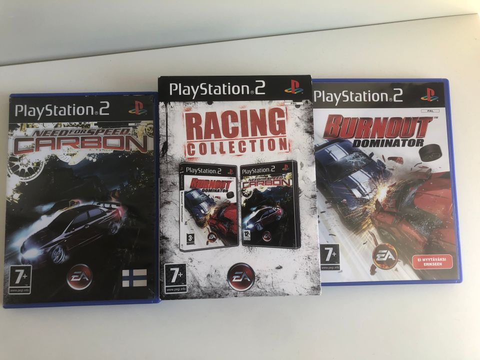 PS2 "Racing Collection" Burnout Dominator ja Need for Speed: Carbon Bundle