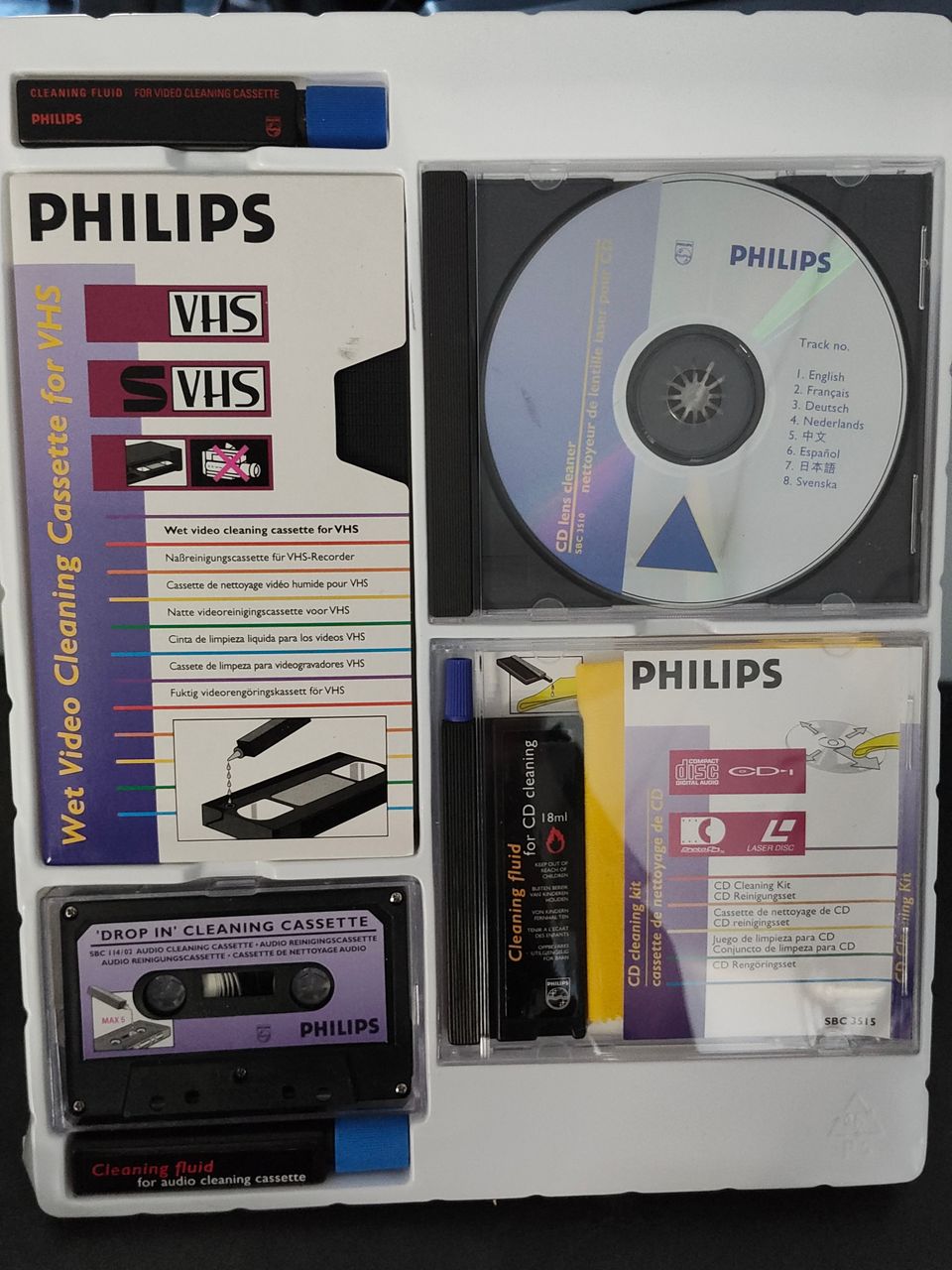 Philips audio video puhdistussarja (CD, VHS, C-kasetti)