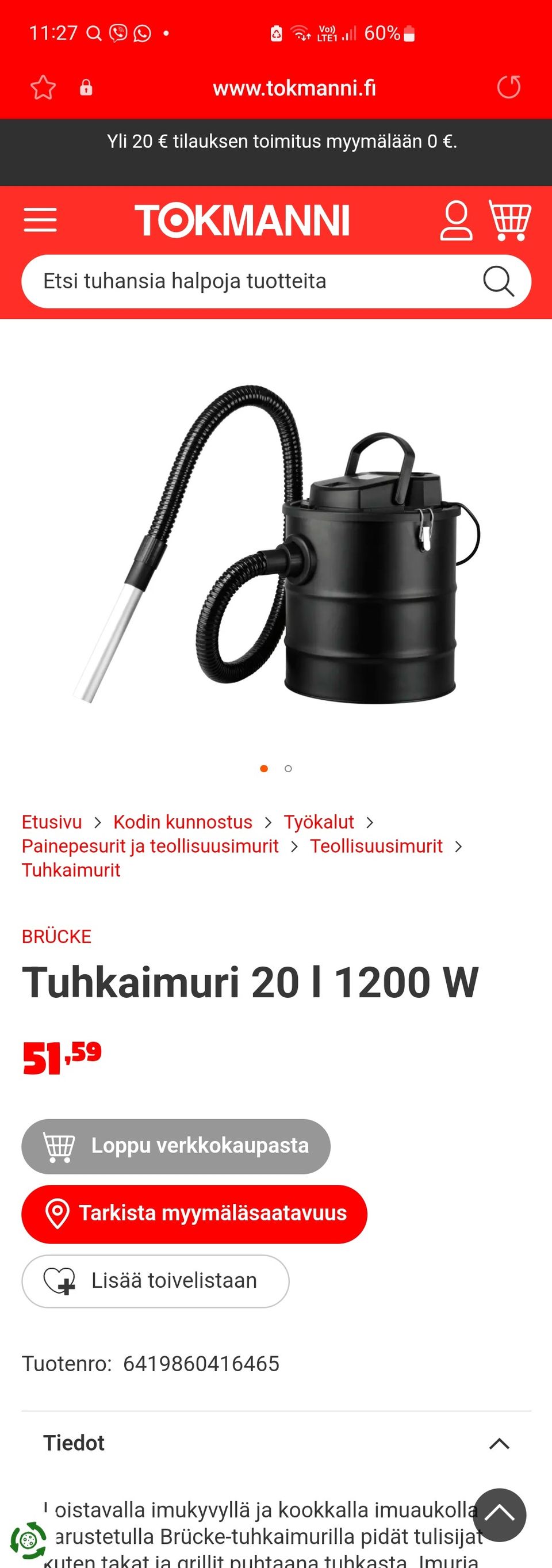 Tuhkaimuri 15l 1000w