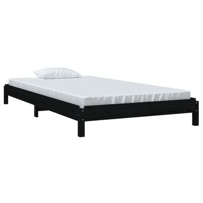 VidaXL Pinottava sänky musta 90x200 cm täysi mänty