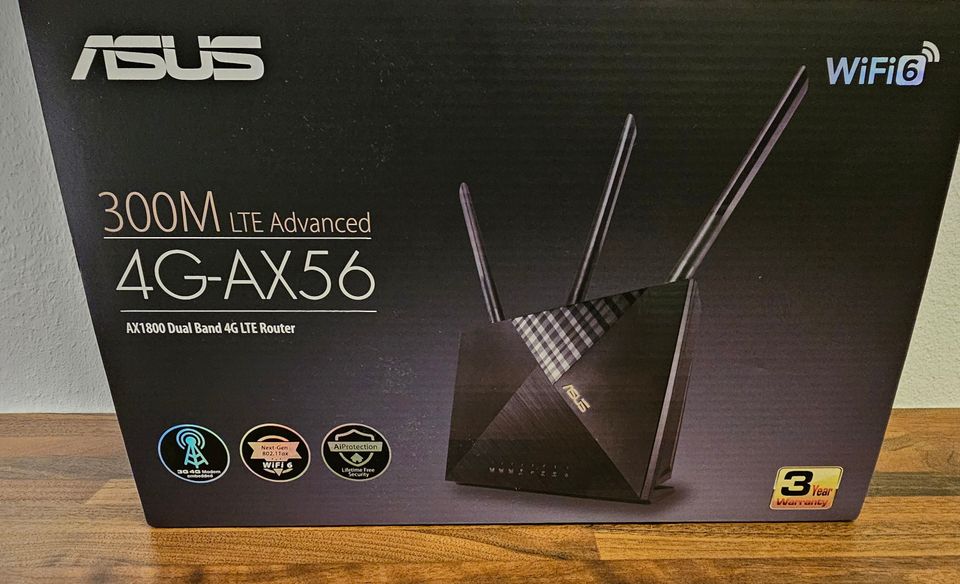ASUS 4G-AX56 Dual-band -LTE-modeemi ja Wi-Fi-tukia