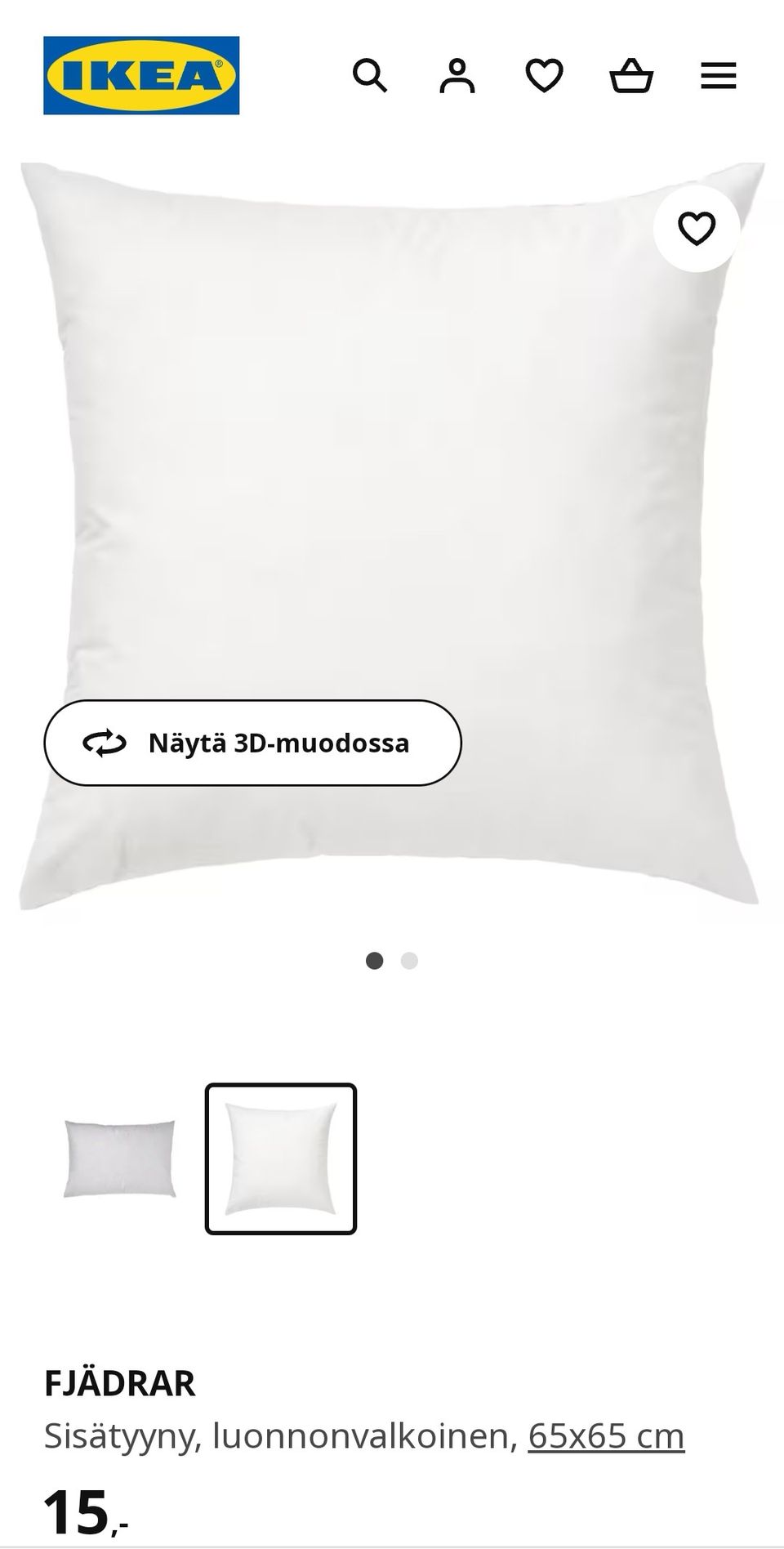Ikea Fjädrar tyyny
