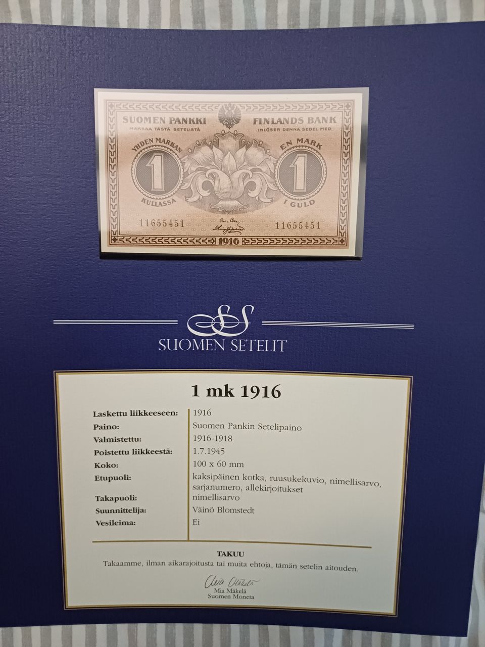 1mk seteli vuodelta 1916