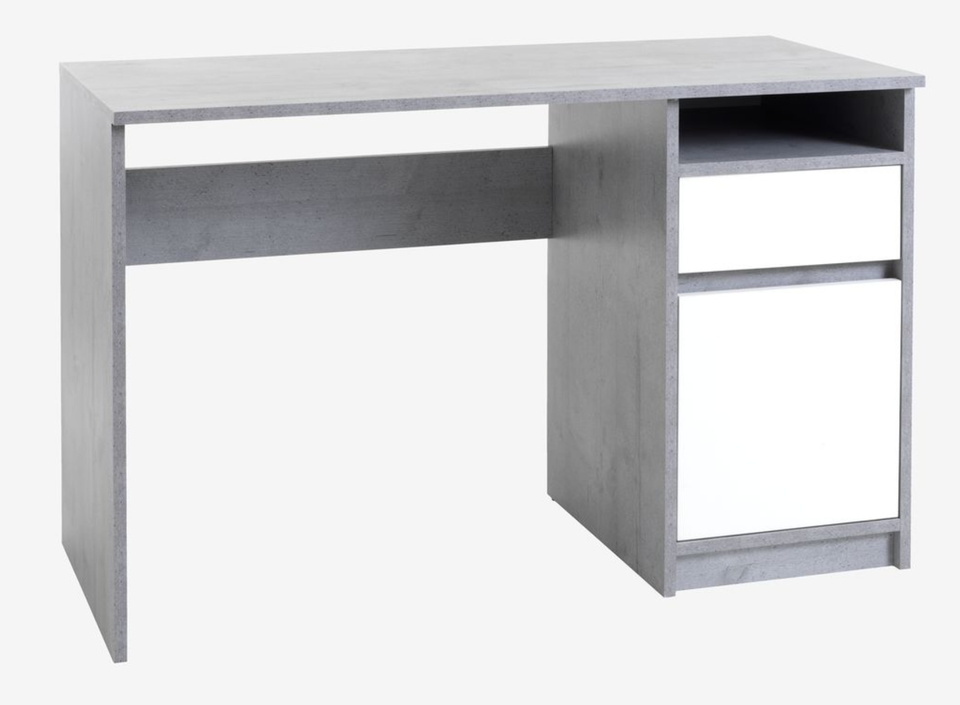 Työpöytä Jysk BILLUND 53x120 valkoinen/betoni - hyvässä kunnossa
