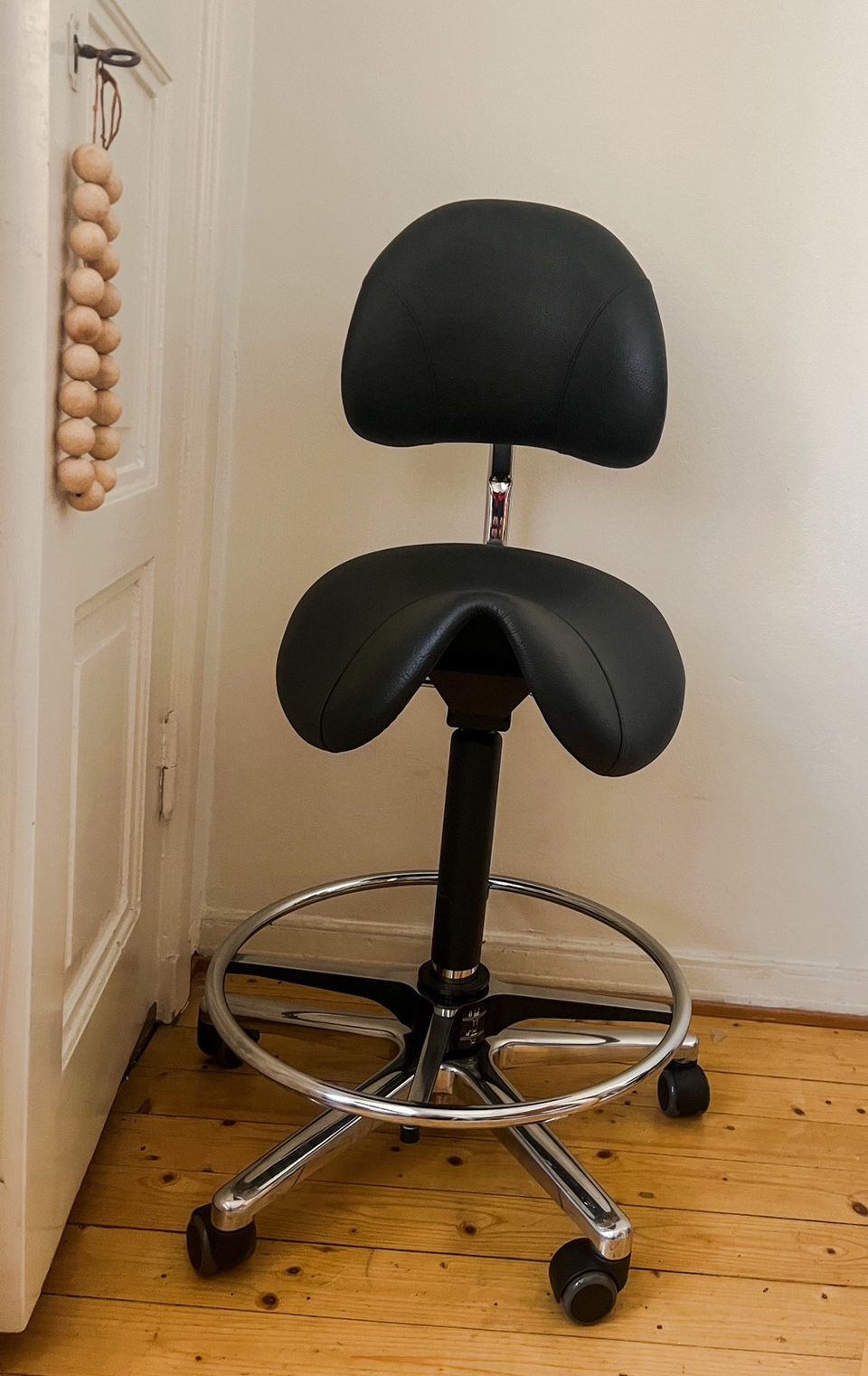 Ergonomic Saddle Chair w/ Back Support & Wheels (New)