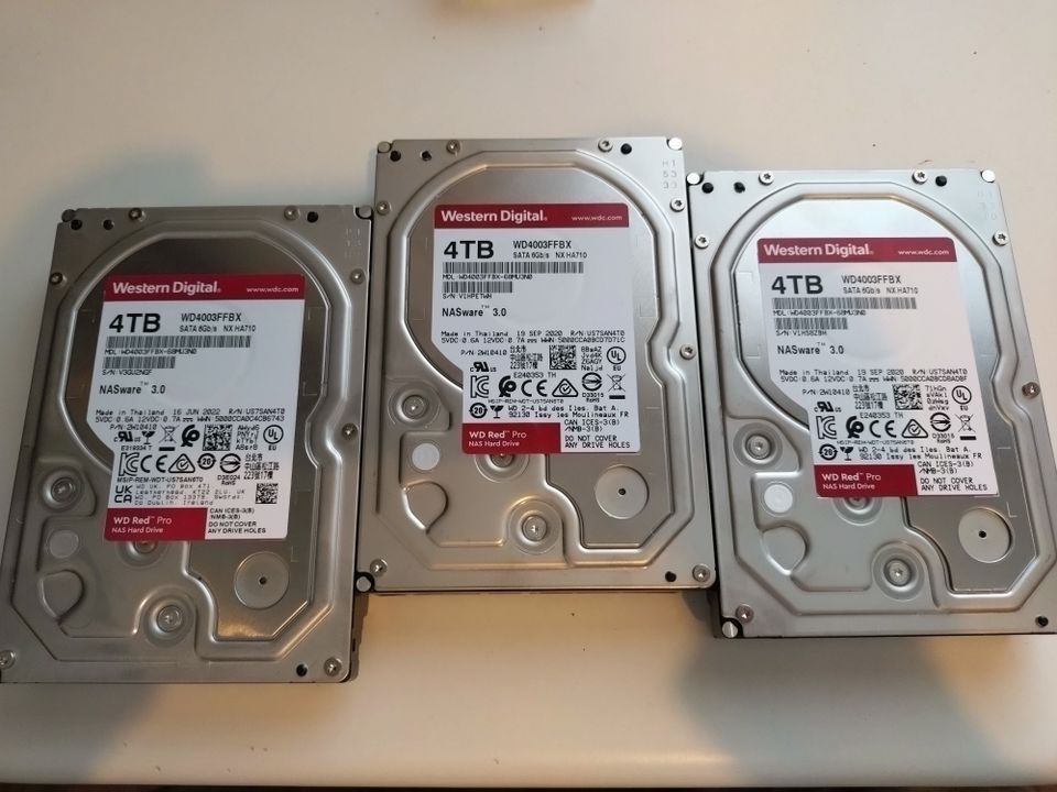 3x 4TB Western Digital RED PRO NAS 4 TB 3.5" 4000 GB 7200rpm 256mb SATA