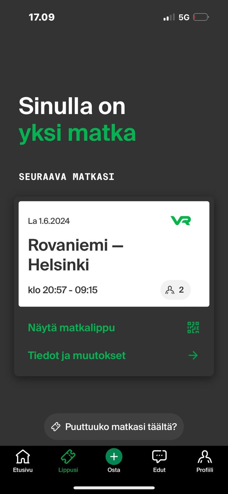 Rovaniemi Helsinki yöjuna