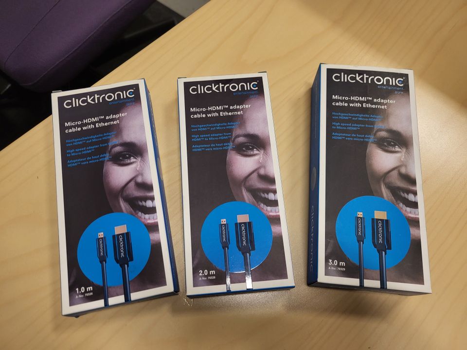 Clicktronic HDMI - Micro-HDMI -sovitinkaapeli, 1m/2m/3m