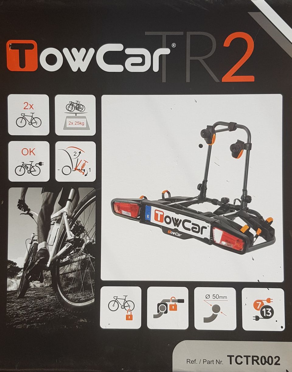 TowCar TR2 pyöräteline 2 sähköpyörälle vetokoukkuun