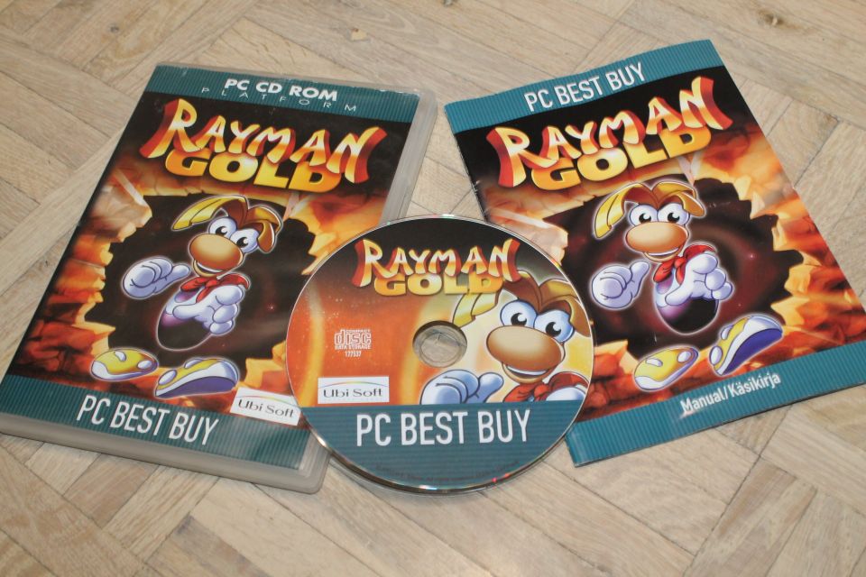 RAYMAN Gold Designer versio tasohyppely 1997 PC peli CD-ROM vintage