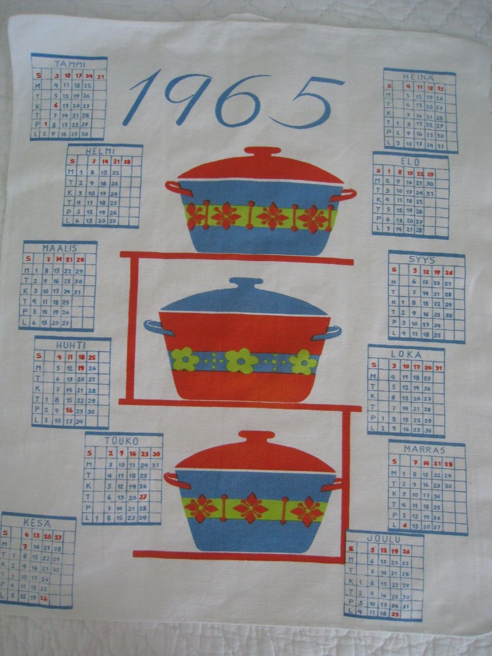 Kalenteripyyhe 1965 Vintage