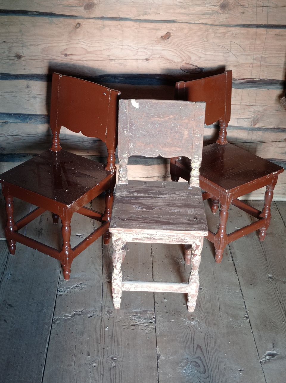 Vanhat talonpoikaiset lasten tuolit 3kpl