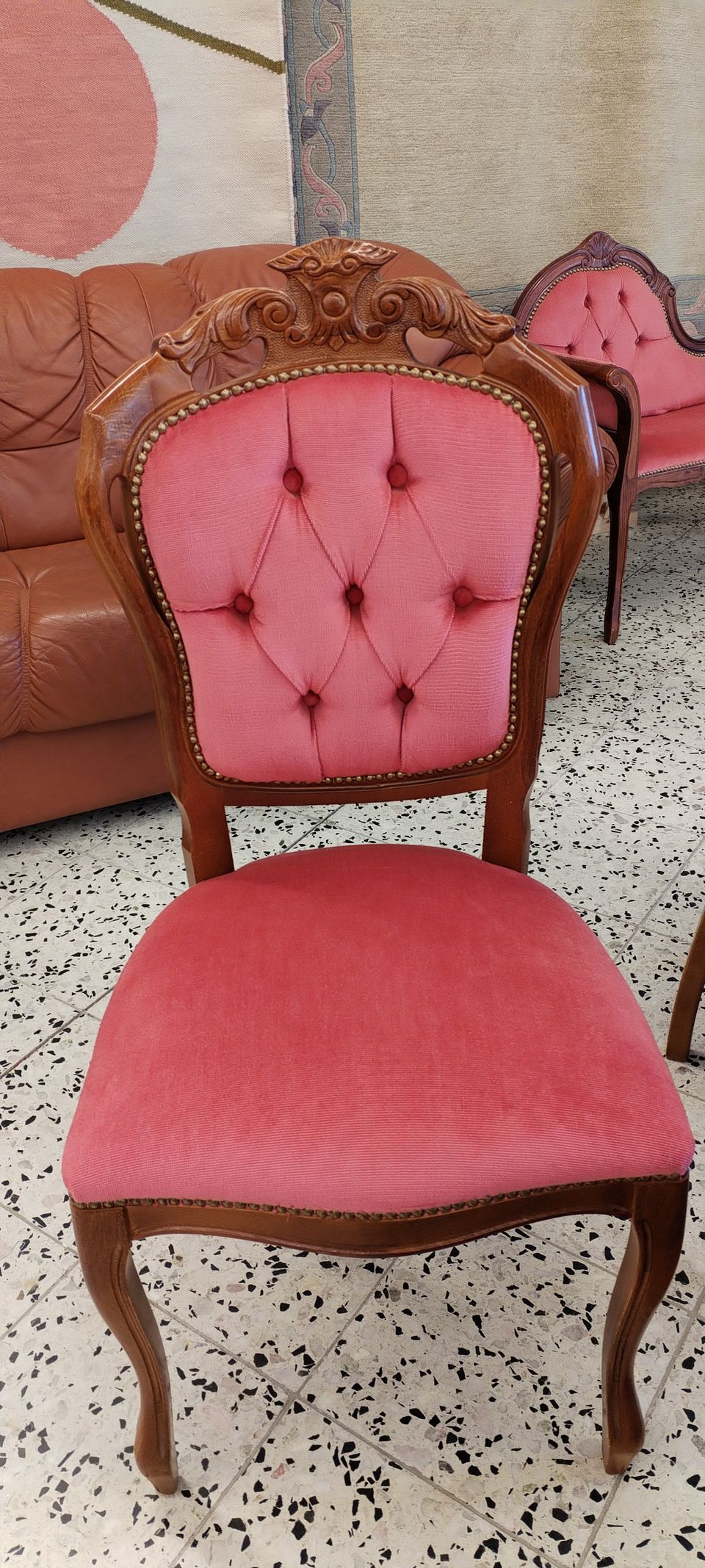 Vintage French chair Pink Velour