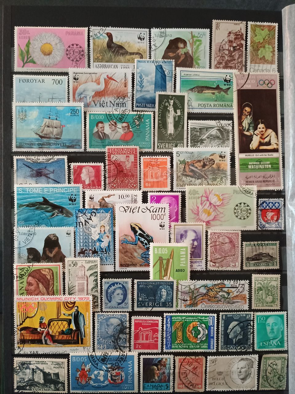 250 kpl postimerkkejä 31:stä valtiosta