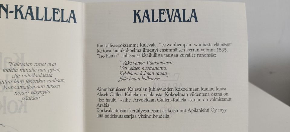 Arabia Kalevala Iso Hauki Seinälautanen (1985)