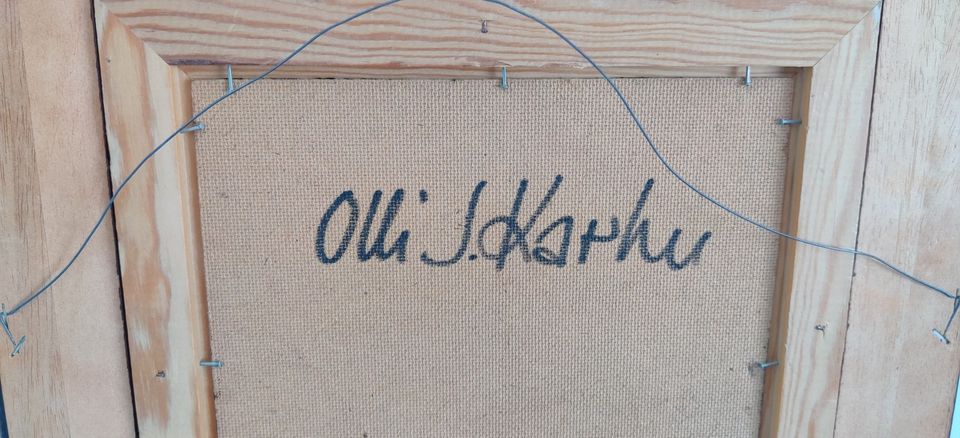 Olli J Karhu - Signeerattu Marmoroitu Öljyvärimaalaus