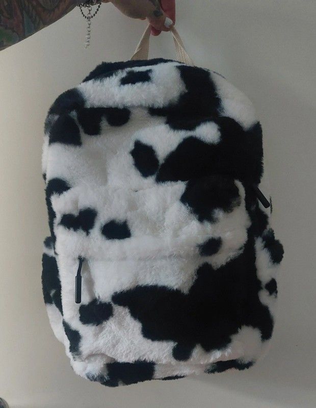 Lehmäreppu reppu cow print fur back bag