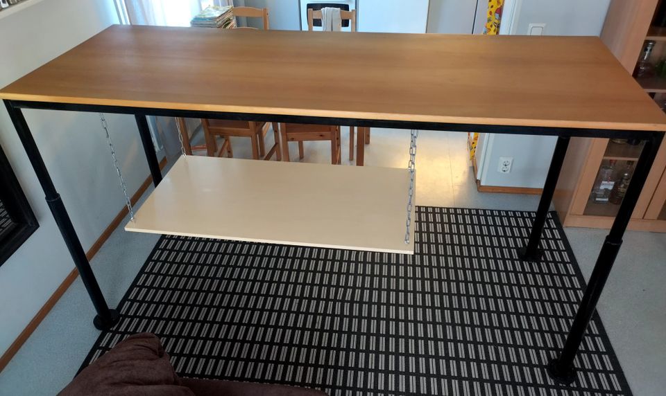 Käsisäädettävä pöytä / työpöytä / ruokapöytä /seisomapöytä + irrotettava alataso