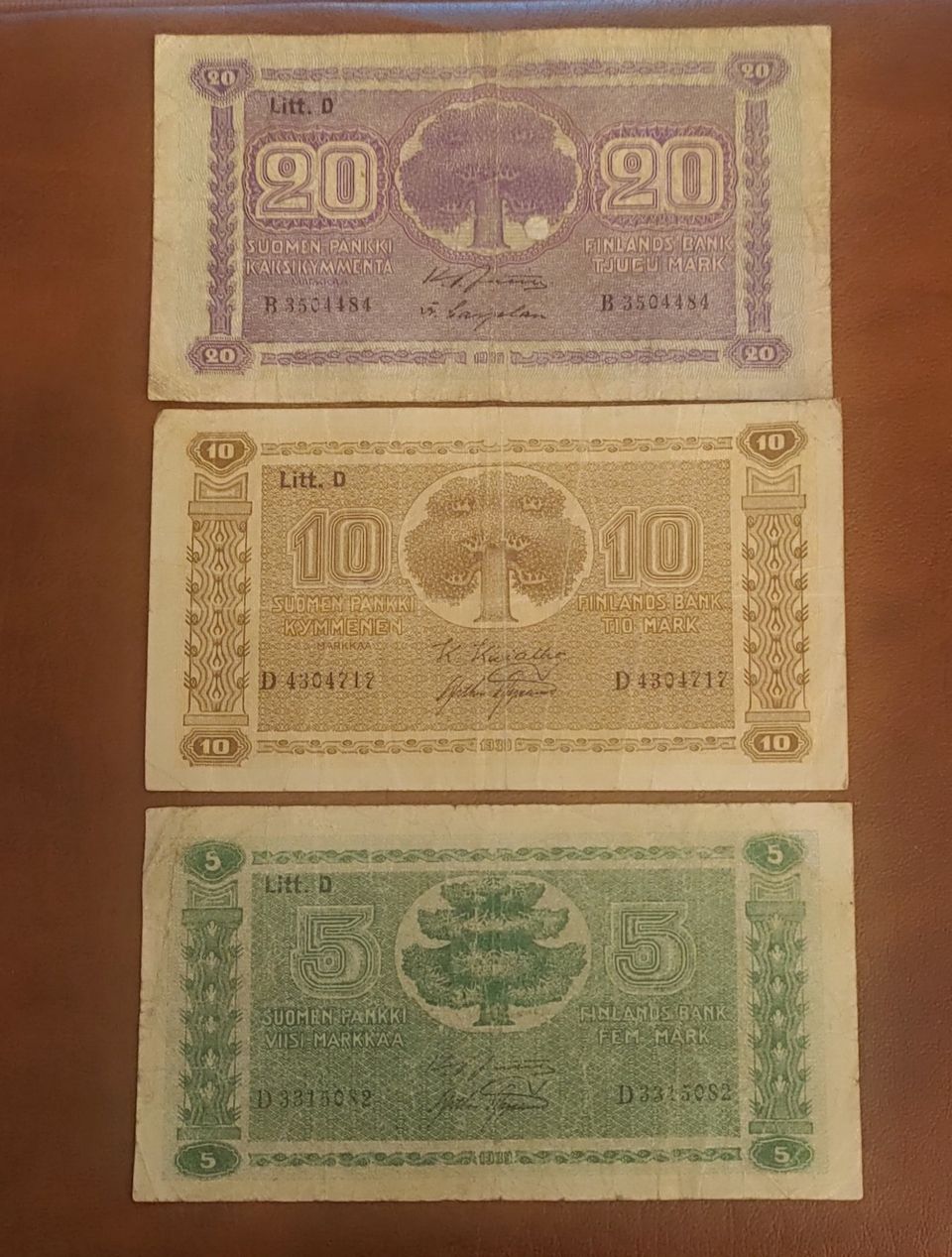 5, 10 ja 20 markkaa v 1939