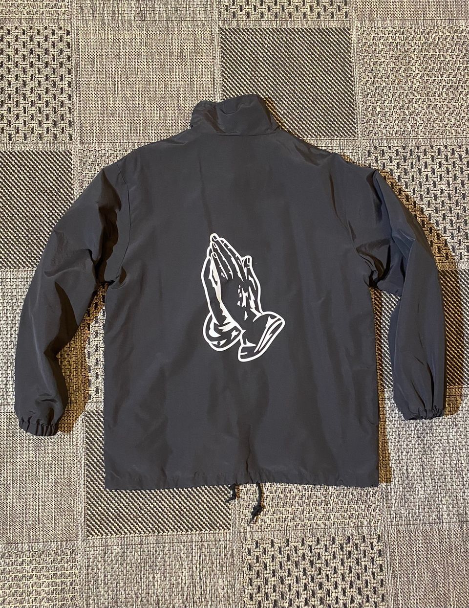 URBAN OUTFITTERS mens L coach jacket Drake praying hands FLY COACH