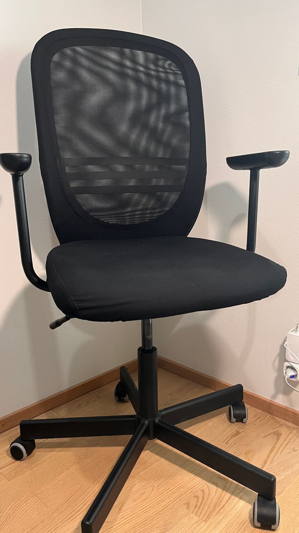 FLINTAN Office chair with armrests, black