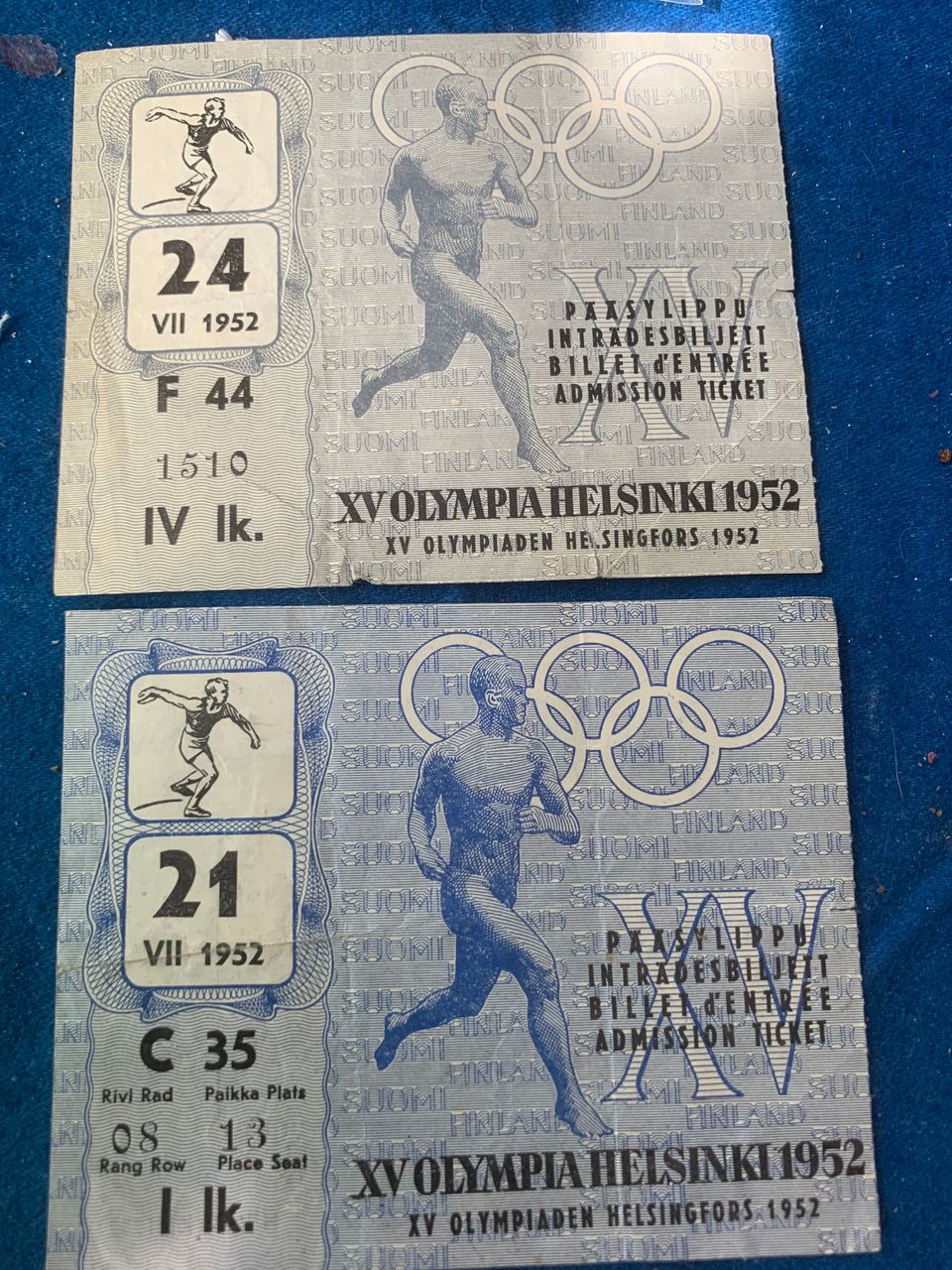 Helsinki olympialaiset 1952 pääsyliput