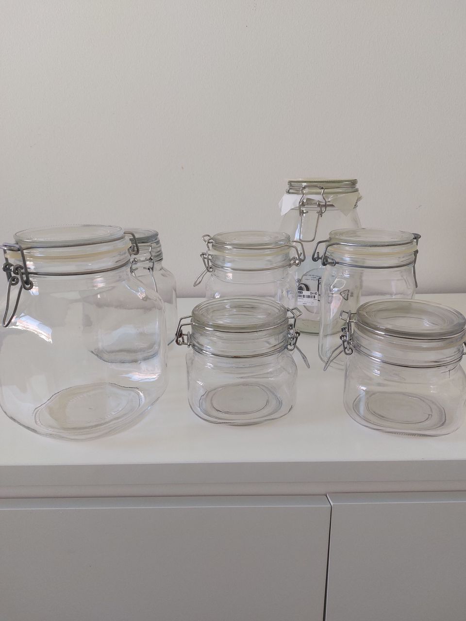 7 various size Pickling jars