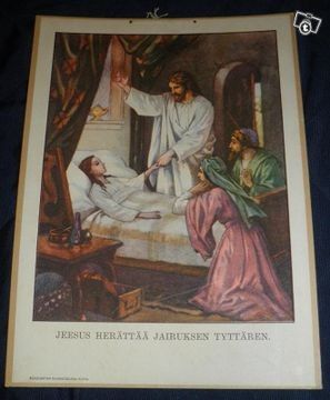 Opetustaulu Jeesus herättää Jairuksen tyttären kuolleista