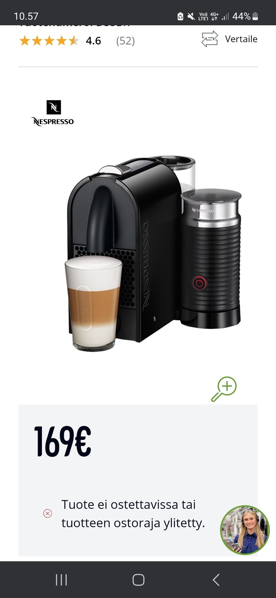 Nespresso UMilk kapselikeitin D55