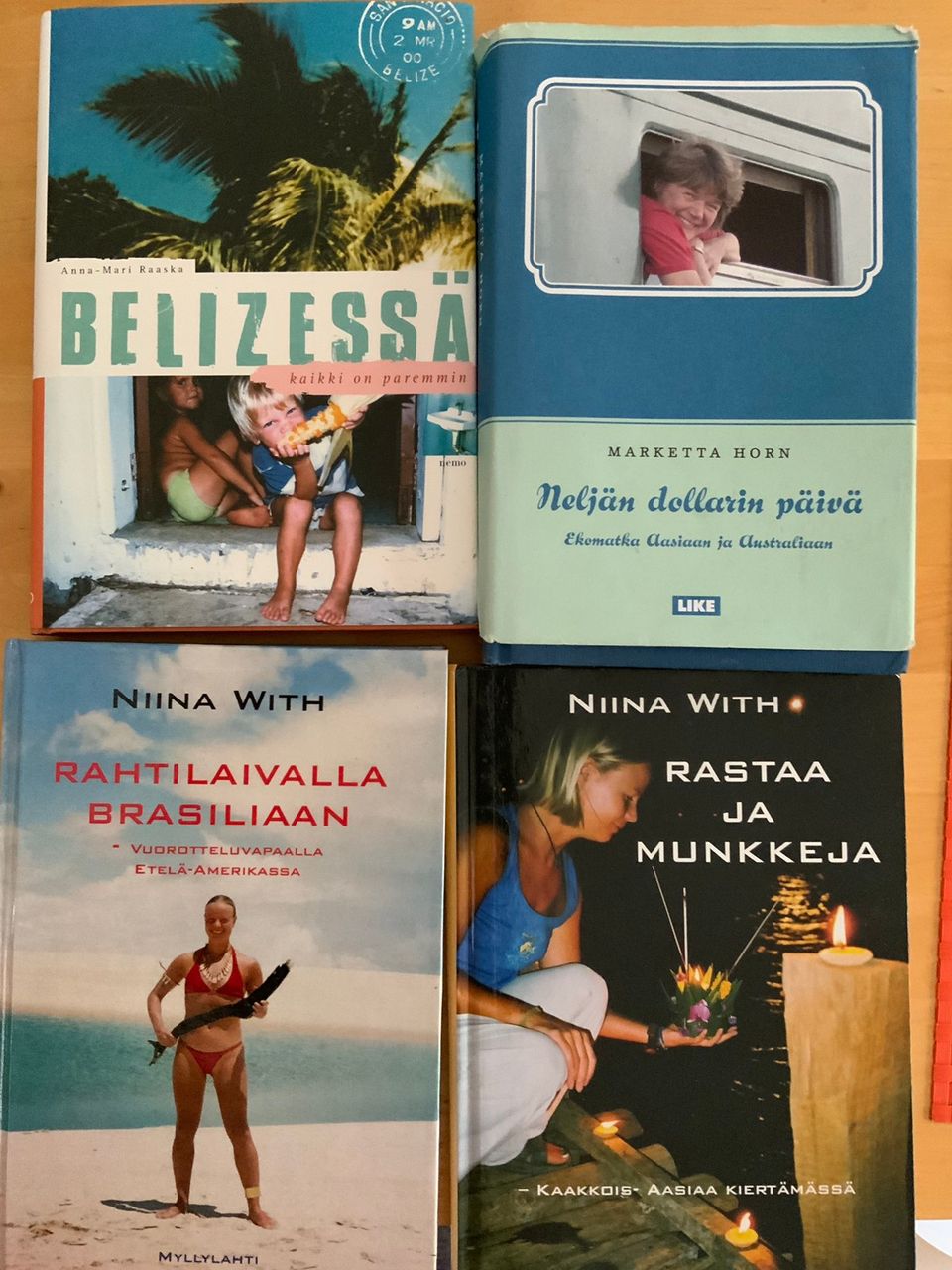4 matka-aiheista kirjaa, Nina With, Marketta Horn, Anna-Mari Raaska, yht 10