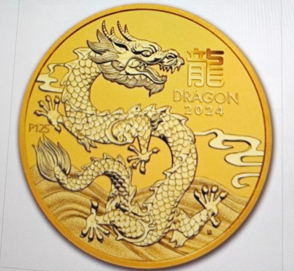 Kultakolikko $15 Australia 1/10 oz 2024 Gold Lunar Dragon Series III