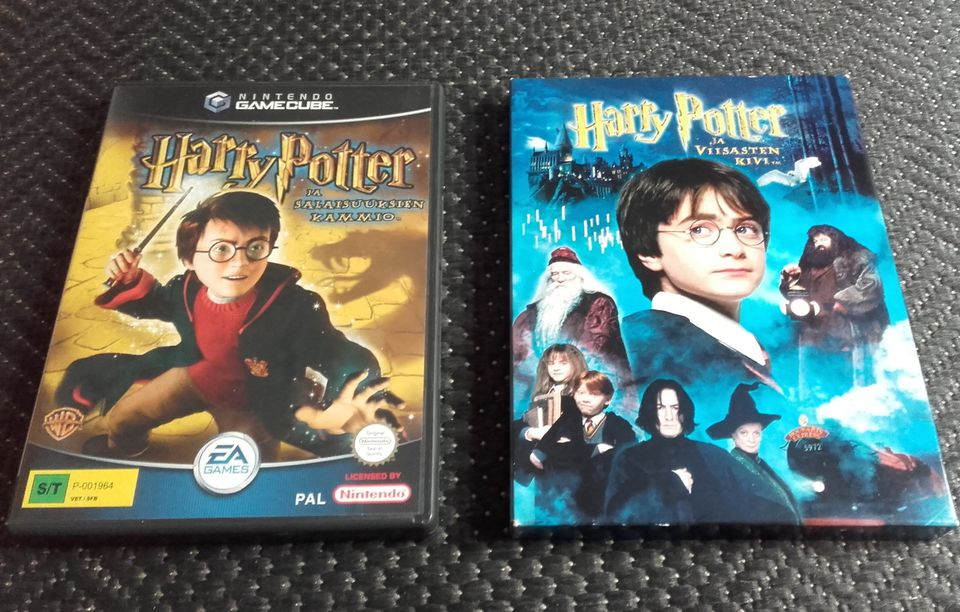 Harry Potter ja Salaisuuksien Kammio GameCube -peli sekä Viisasten Kivi DVD