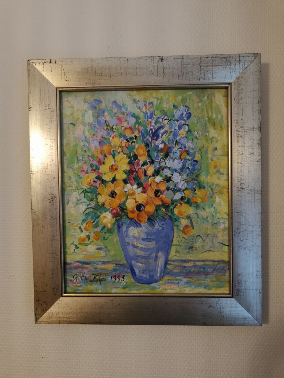 Riitta Kilpi 1993 maalaus kukkia