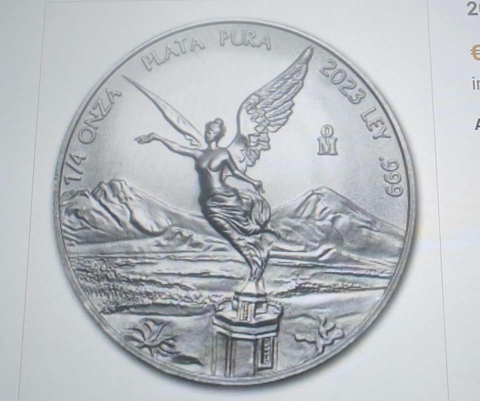 Hopeakolikko  1/4 Onza Mexican Silver Libertad Coin 2023