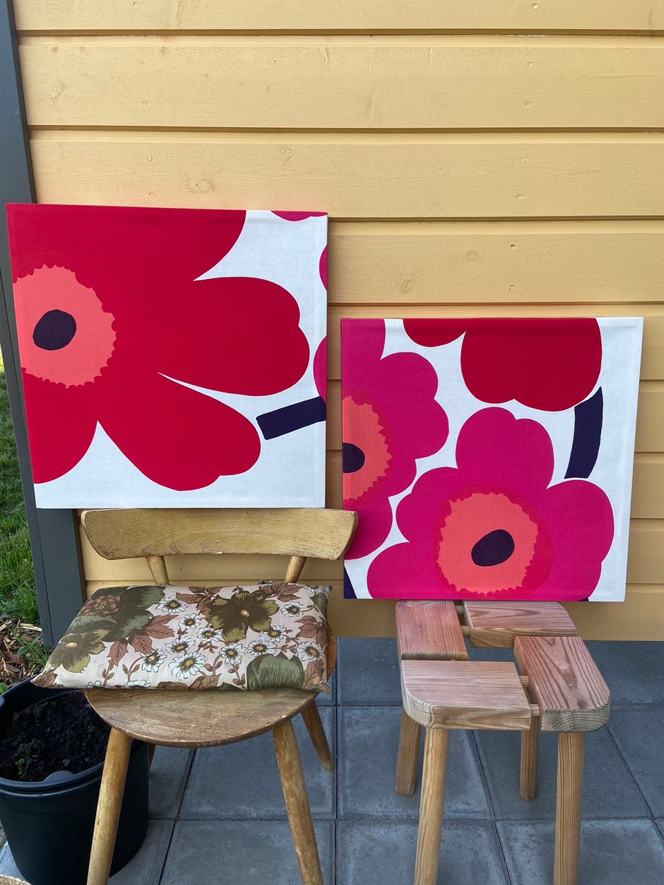 Marimekko  canvastauluja pun/pink unikko  50 x 50 cm