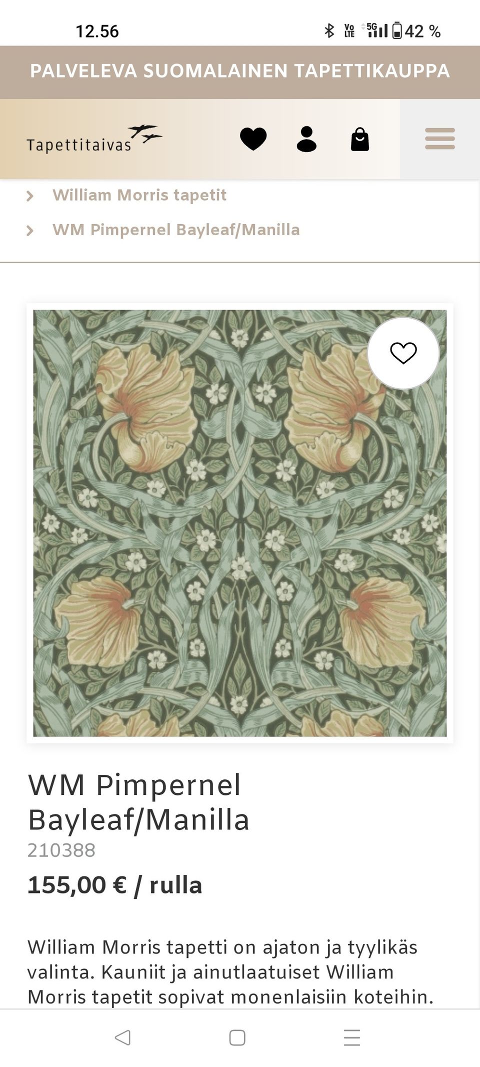 Tapetti William Morris Pimpernel