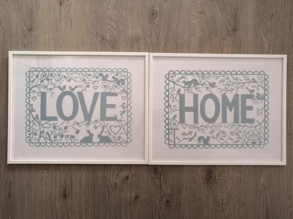 Love- ja Home-sisustustaulut (42x52cm)