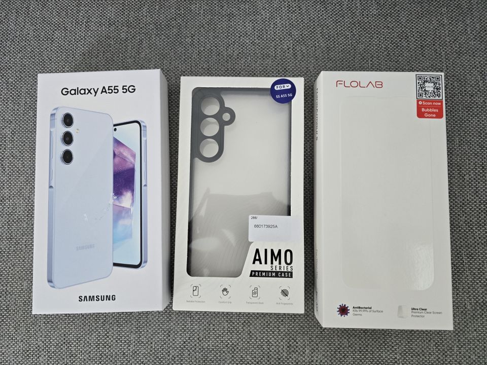 Samsung Galaxy A55 256GB + suojakuori ja panssarilasit