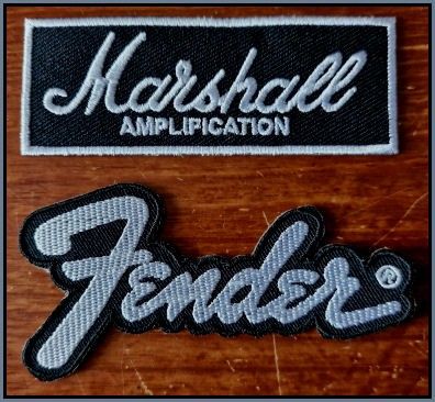 2 kpl erilaisia Fender & Marshall kangasmerkkejä yhteishintaan 5e