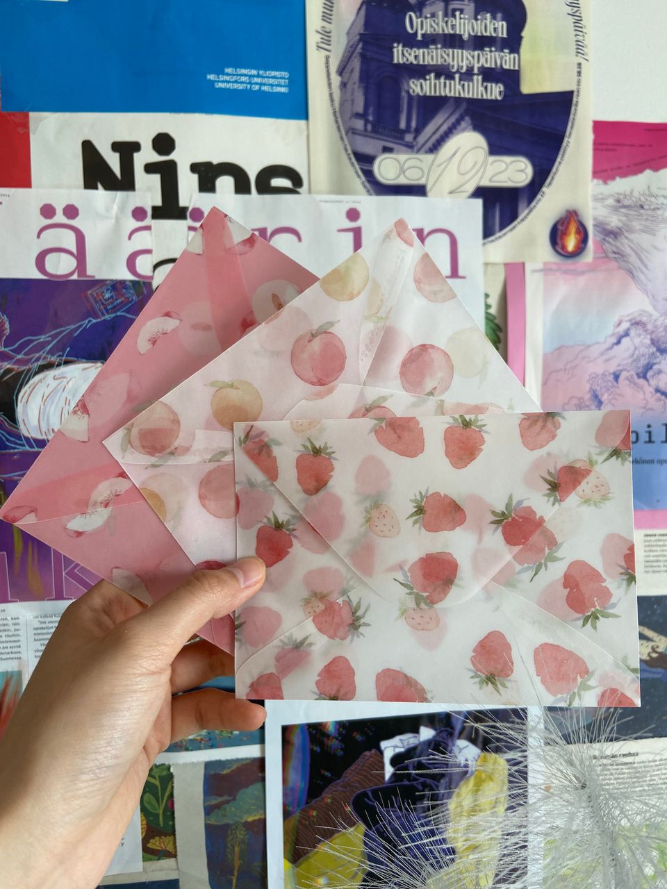Vaaleanpunaiset kirjekuoret / Envelope set
