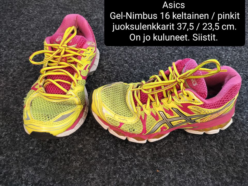 Asics Gel-Nimbus 16 keltainen pinkit juoksulenkkarit 37,5