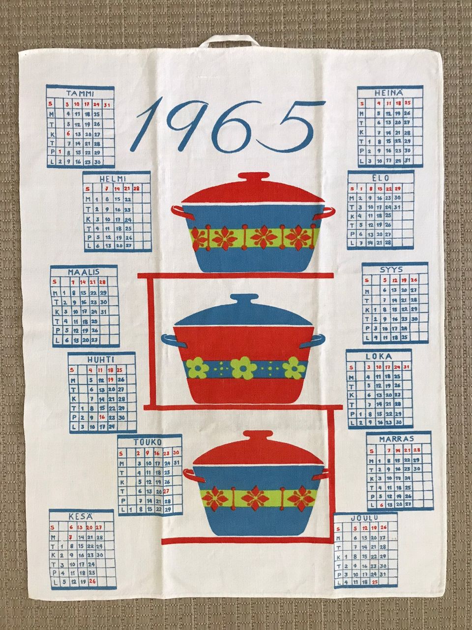 vuoden 1965 kalenteripyyhe
