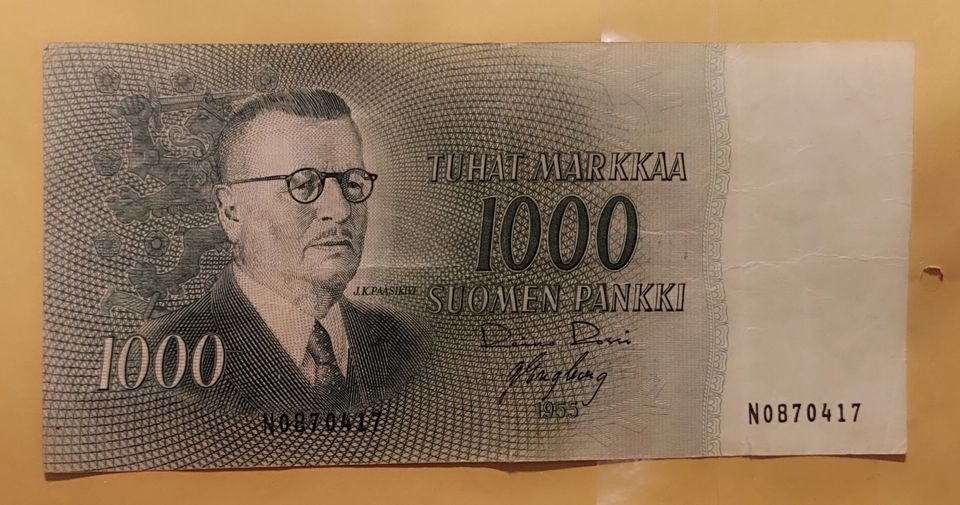1000 markkaa v.1955, vesil. I